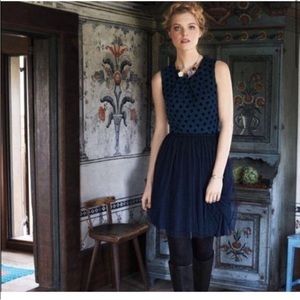 Anthropologie | Polka dot dress with full skirt
